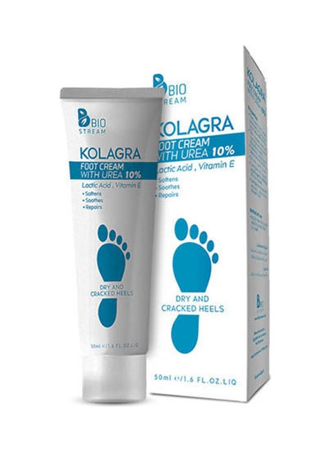 Kolagra Foot Cream F/Dry&Cracked Heels 10% Urea White/Blue 50ml