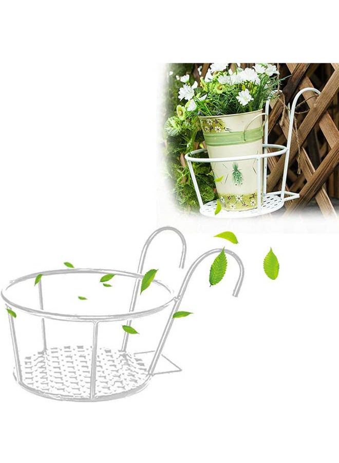 2-Piece Hanging Railing Planter Basket White - Image 3