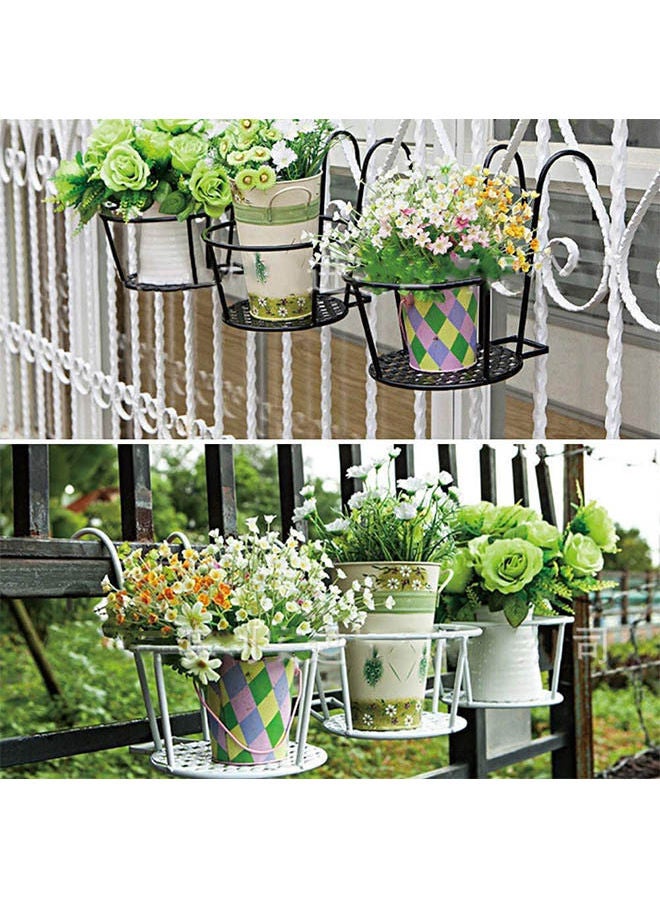2-Piece Hanging Railing Planter Basket White - Image 5