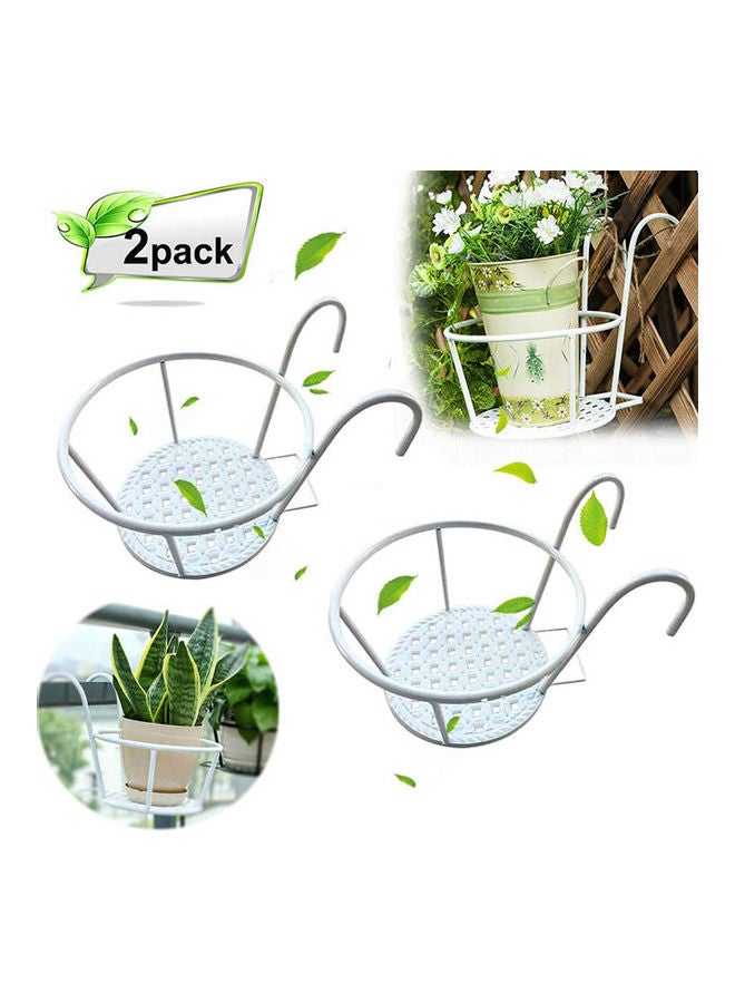 2-Piece Hanging Railing Planter Basket White - Image 1