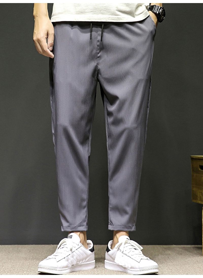 Casual Solid Color Harem Pants Grey 