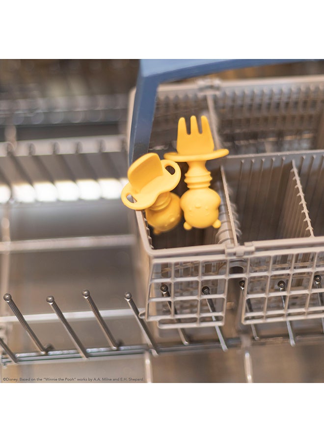 بمبكنز مجموعة مكونة من ملعقة وشوكة من السيليكون 
قابلة للمضغ بتصميم ويني ذا بوه للأطفال الصغار - Image 3