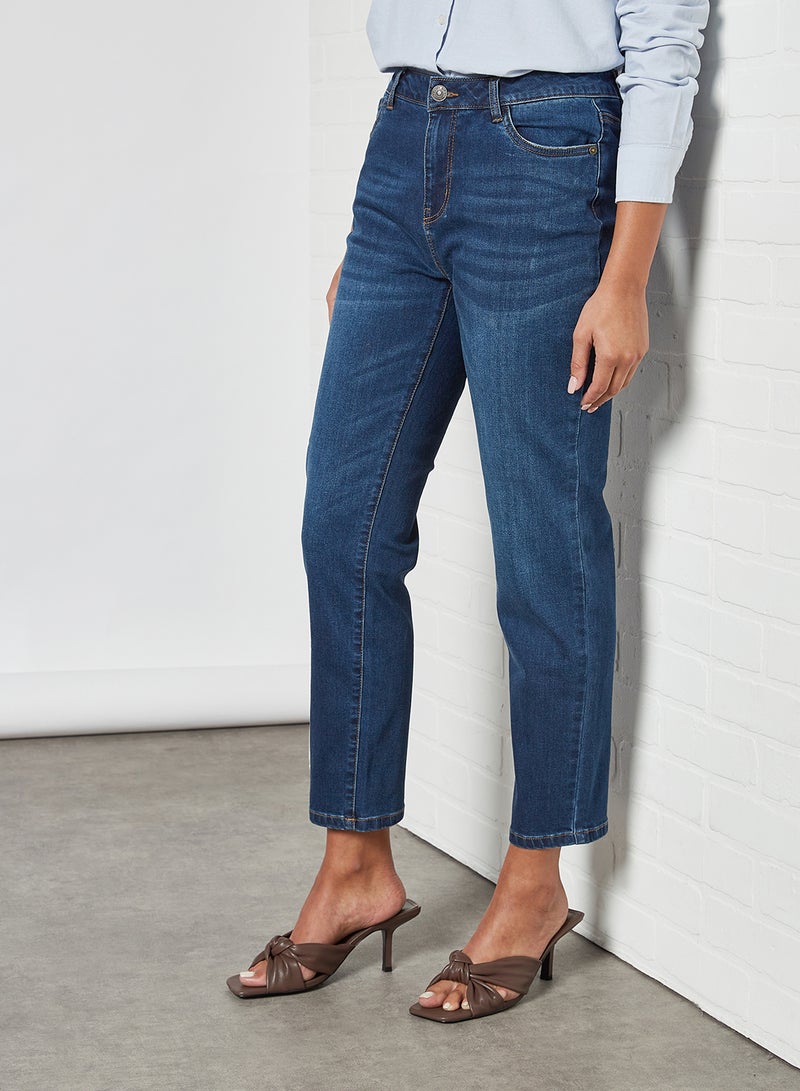 NOISY MAY - Olivia Straight Jeans Dark Blue Denim - Image 1