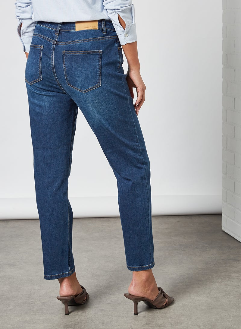 NOISY MAY - Olivia Straight Jeans Dark Blue Denim - Image 1