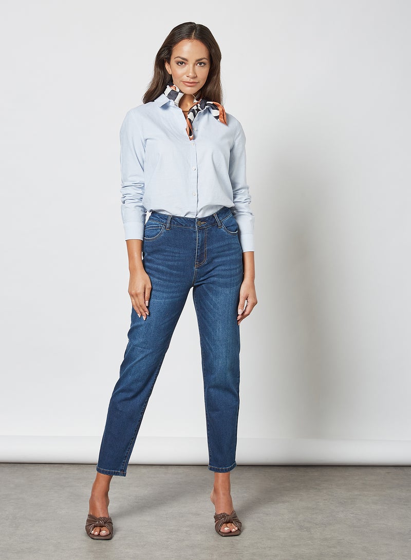 NOISY MAY - Olivia Straight Jeans Dark Blue Denim - Image 1