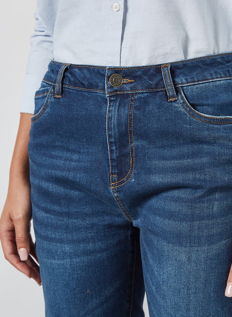 NOISY MAY - Olivia Straight Jeans Dark Blue Denim - Image 1