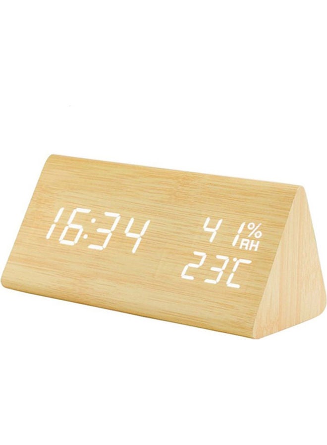 Temperature and Humidity Wooden Clock Beige 15 x 8 x 7cm  - Image 1