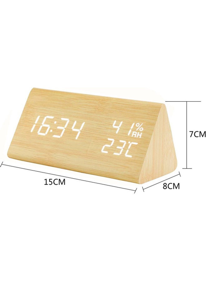 Temperature and Humidity Wooden Clock Beige 15 x 8 x 7cm  - Image 2