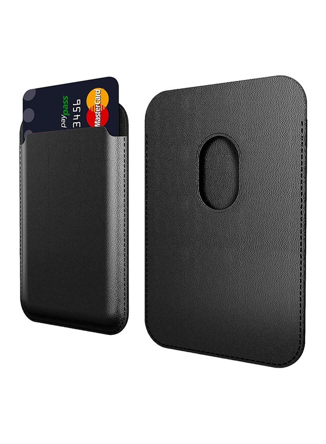 AMTCO - Leather Magnetic Card Holder Compatible with Apple iPhone 12/12  Mini Black - Image 1