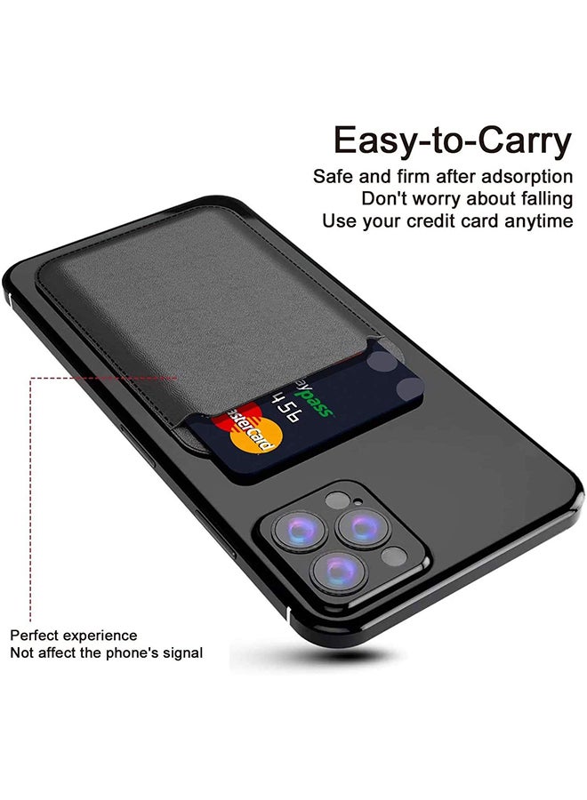AMTCO - Leather Magnetic Card Holder Compatible with Apple iPhone 12/12  Mini Black - Image 1