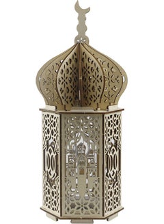 اضاءة زينة رمضان خشبية بيج