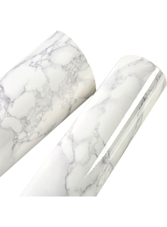 Marble Pattern Water-resistant Wall Sticker White - Image 1