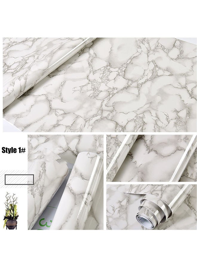 Marble Pattern Water-resistant Wall Sticker White - Image 2