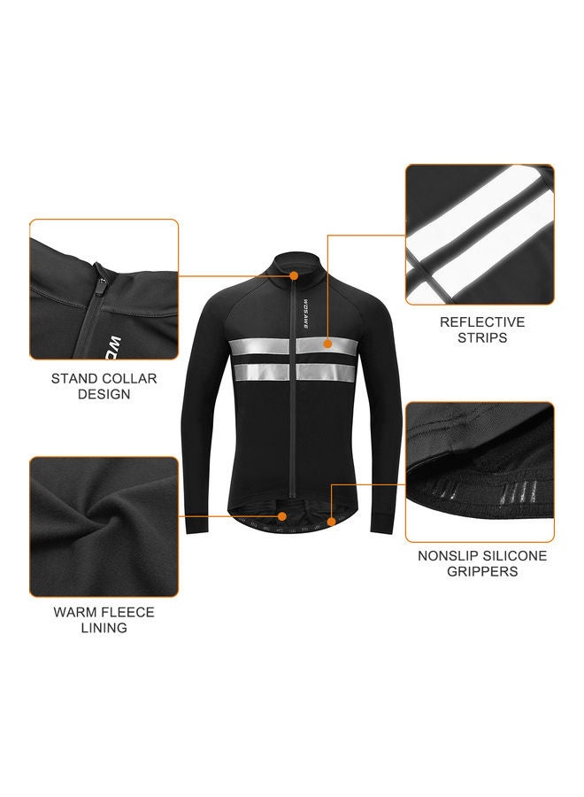 Generic - Long Sleeve Thermal Fleece Winter Bike Jacket and 3D Padded Bib Pants - Image 1