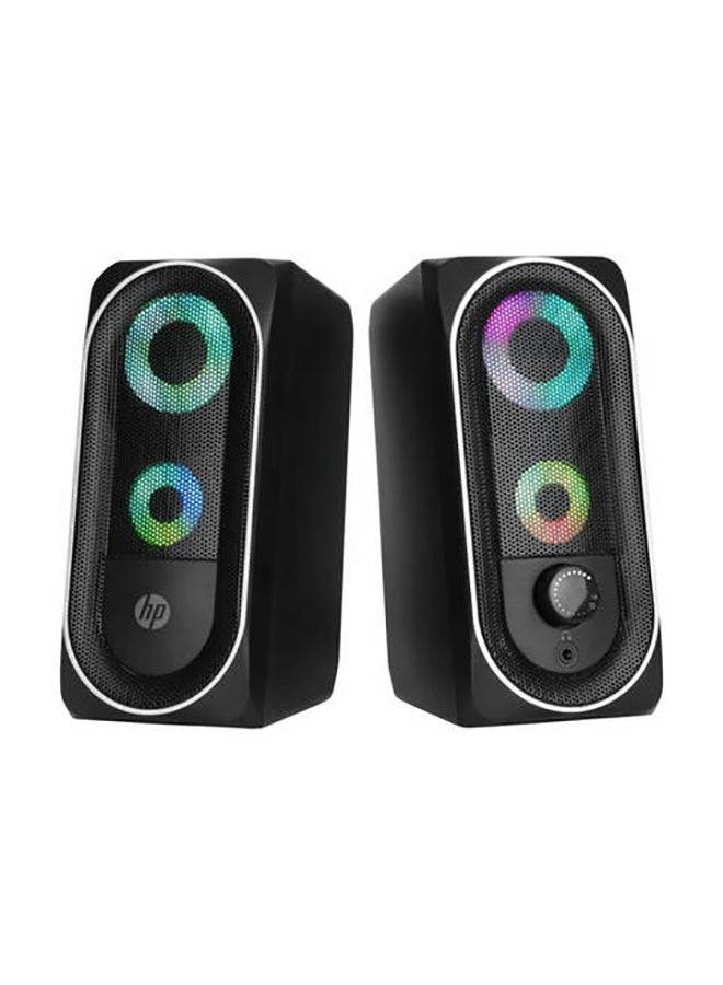 HP 2-Piece Multimedia Wired Speaker with 3D Stereo Sound Effect Black - Image 1