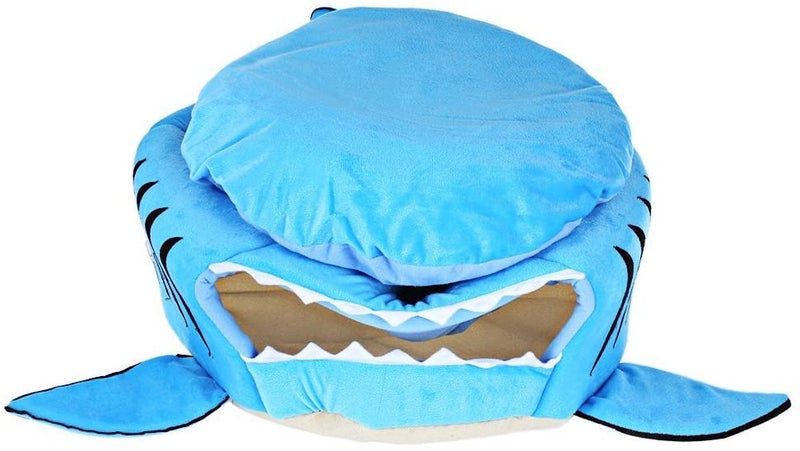 أوتاد بيت للحيوانات الأليفة بشكل فم القرش من القطيفة الدافئة المضادة للماء أزرق سماوي Sياردة - Image 5