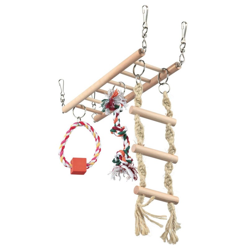 OUTAD Bird Climbing Ladder With Rope Cage And Hamsters Toy Beige 310x40x90ml - Image 3