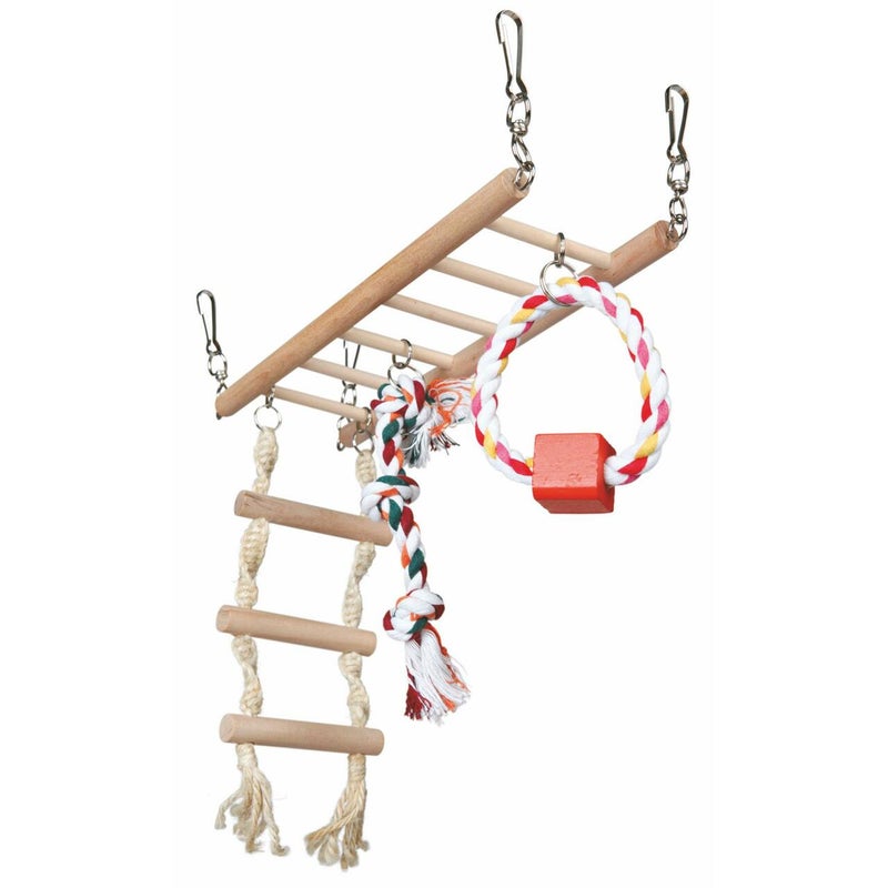OUTAD Bird Climbing Ladder With Rope Cage And Hamsters Toy Beige 310x40x90ml - Image 4
