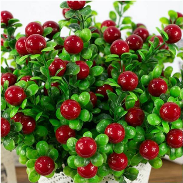 Bluelans 6 Branches With 18 Heads Artificial Fruits Red/Green 35cm  - Image 3