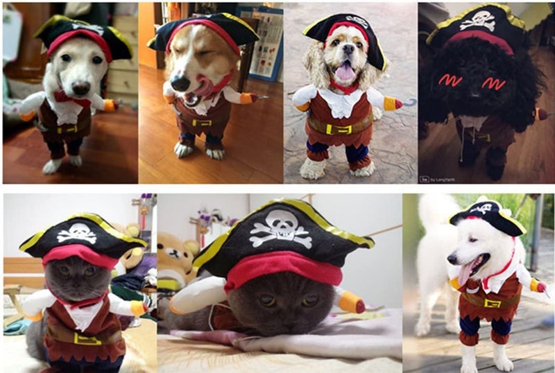 OUTAD Funny Pirate Suit For Pets Multicolour Medium - Image 4