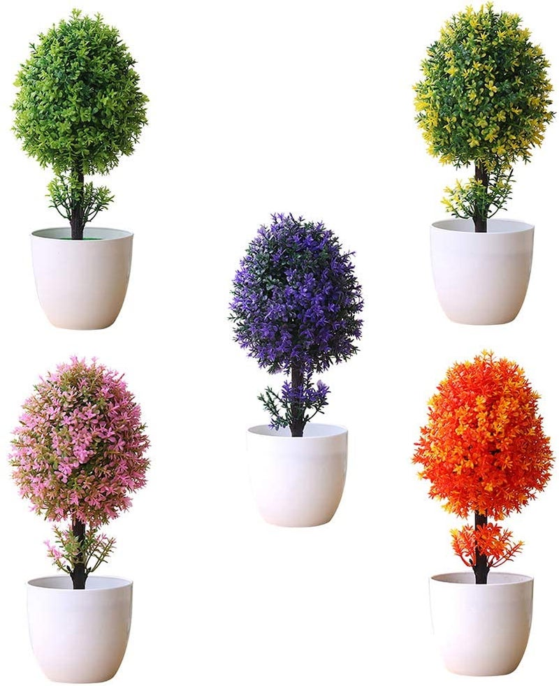 بلولانز شجرة كروية دائمة الخضرة صناعية في أصيص وردي - Image 2