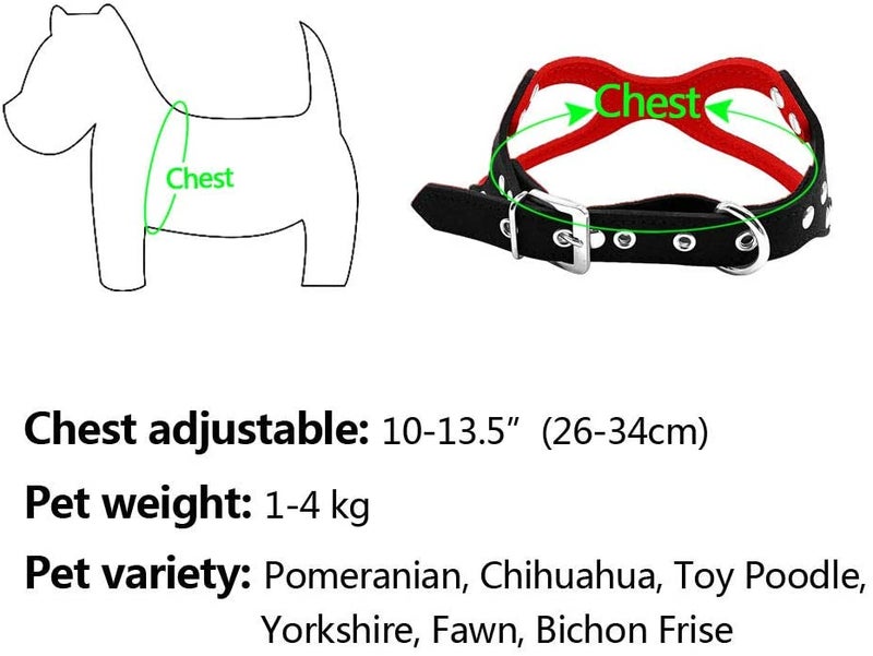Bluelans Adjustable Small Pet Dog Chest Strap Vest Faux Leather Harness Accessory Red/Black - Image 3