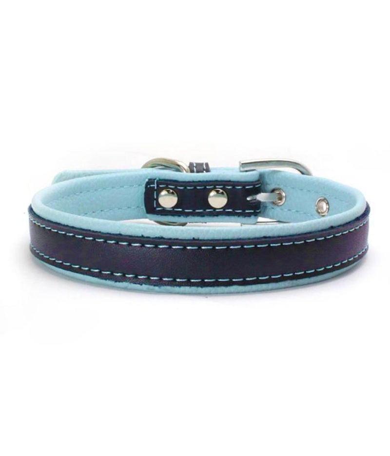 بلولانز طوق بتصميم حزام للرقبة بتصميم فريد قابل للتعديل ومصنوع من الجلد الصناعي المرن للحيوانات الأليفة، يمكن منحه كهدية أسود/أزرق - Image 2