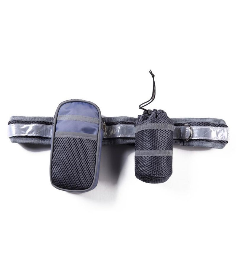 Bluelans Elastic Pet Dog Leash Lead Strap Rope Waist Belt Bottle Holder Zipper Bag Set Grey  - Image 2