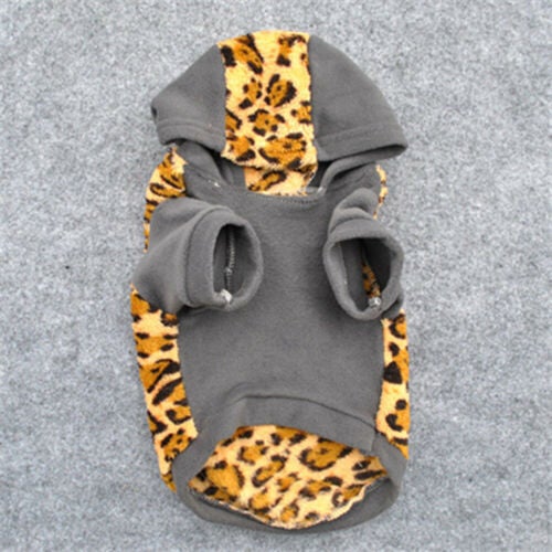 Bluelans Cute Hoodie Leopard Print Short Sleeve Puppy Dog Pet Winter Warm Velvet Clothes Multicolour - Image 2