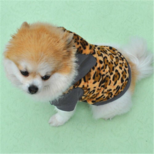 Bluelans Cute Hoodie Leopard Print Short Sleeve Puppy Dog Pet Winter Warm Velvet Clothes Multicolour - Image 3