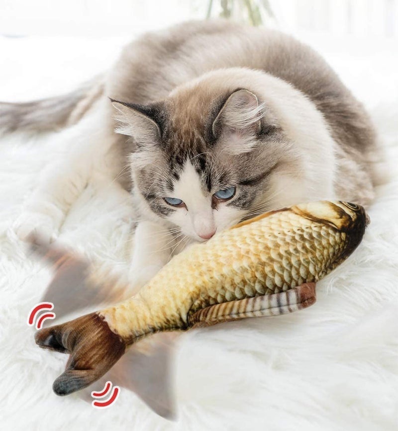 بيوينتي لعبة محاكاة ثلاثية الأبعاد بتصميم سمكة للقطط ذهبي 20سم - Image 4