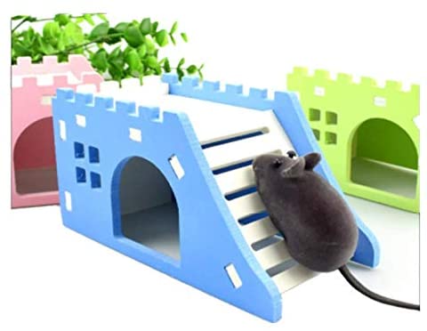 بيوينتي لعبة بيت خشبي صغير وقفص وسرير لحيوان الهامستر الأليف بتصميم قلعة متعدد الألوان - Image 4