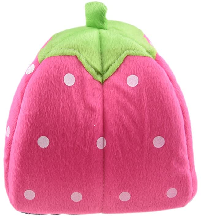 EHOME Foldable Strawberry Pattern Soft Pet House With Cushion Pink/Green/White M - Image 5