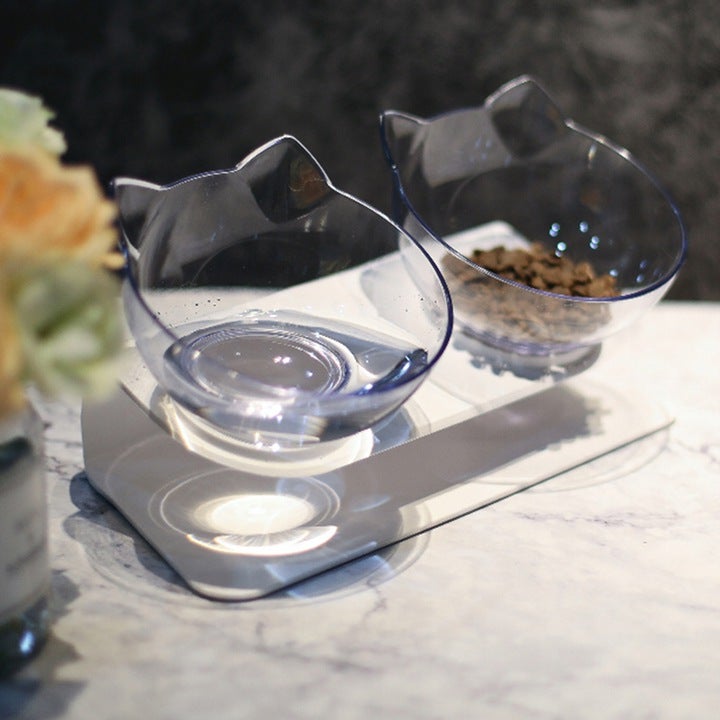 Beauenty 3-Piece Anti-Slip Pet Feeding Bowl White/Clear 500grams  - Image 5