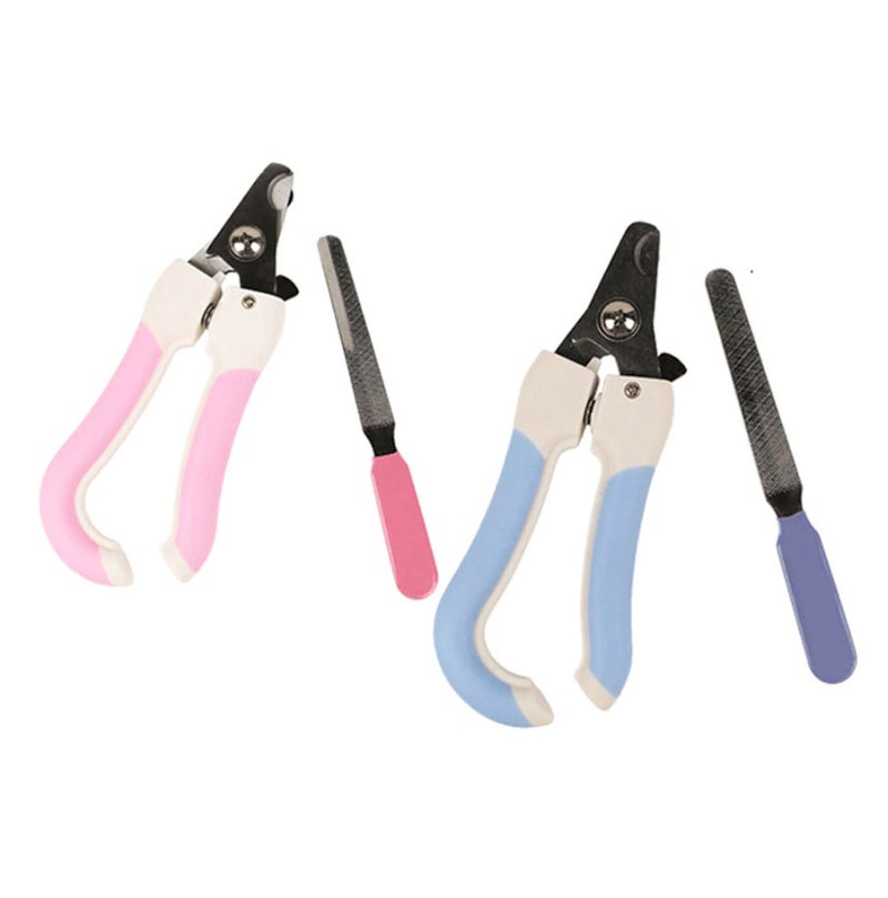 بيوينتي طقم مقص لتزيين الحيوانات الأليفة وقصافة أظافر مكون من قطعتين وردي / فضي 14.5x5.8سم - Image 5