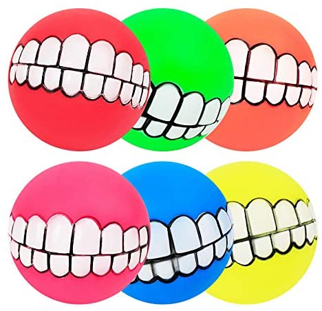 Beauenty Funny Dogs Teeth Chew Toy Squeaking Ball Red/White 7.5cm - Image 4