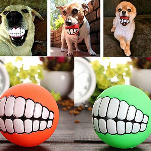 Beauenty Funny Dogs Teeth Chew Toy Squeaking Ball Red/White 7.5cm - Image 5