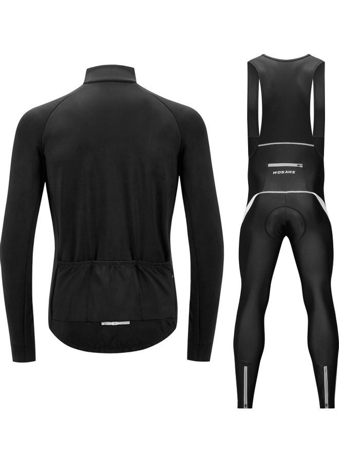 Generic Long Sleeve Thermal Fleece Winter Bike Jacket and 3D Padded Bib Pants  - Image 2