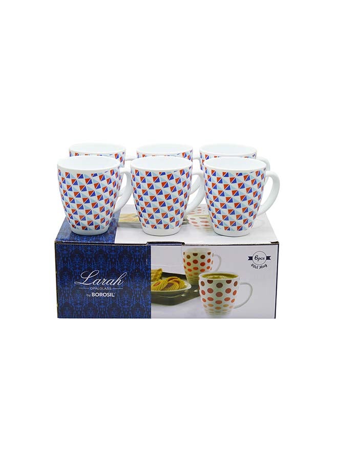 BOROSIL 6-Piece Mug Set White/Red/Blue 400ml - Image 1