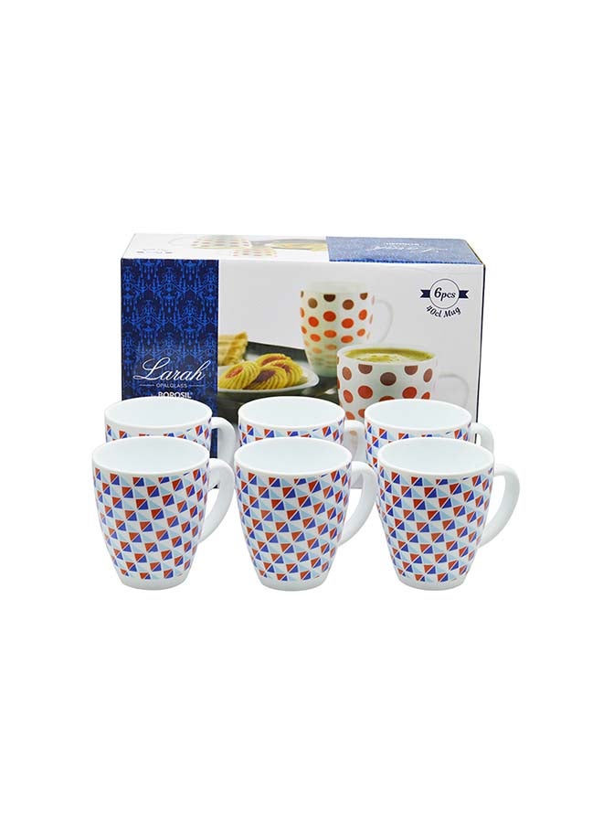 BOROSIL 6-Piece Mug Set White/Red/Blue 400ml - Image 2