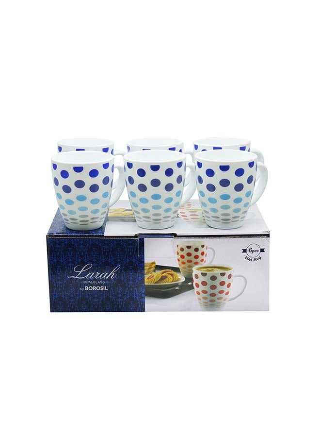 BOROSIL 6-Piece Mug Set White/Blue/Grey 400ml - Image 1