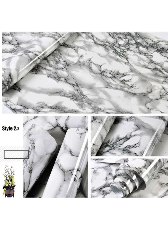 Marble Pattern Water-resistant Wall Sticker Black/White - Image 2
