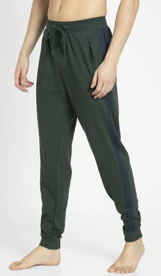JOCKEY Comfortable Ribbed Waistband Athleisure Track Pant Green/Navy Blue  - Image 2