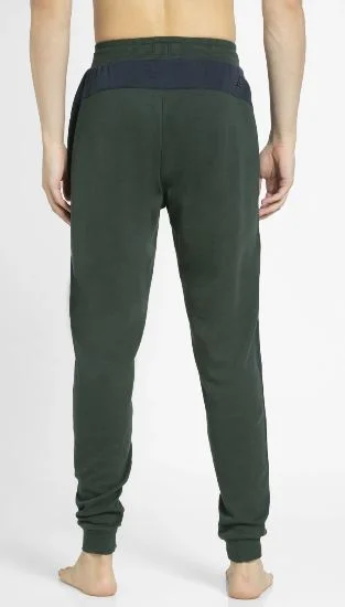 JOCKEY Comfortable Ribbed Waistband Athleisure Track Pant Green/Navy Blue