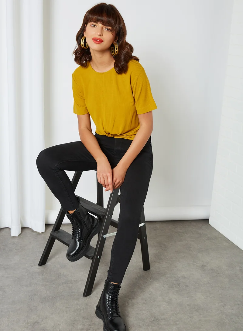 MANGO Isa Crop Skinny Jeans Black Denim