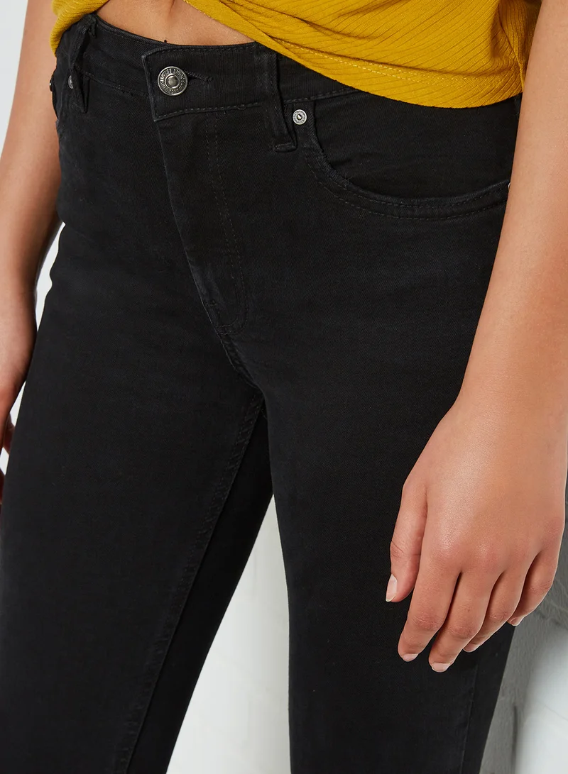 MANGO Isa Crop Skinny Jeans Black Denim