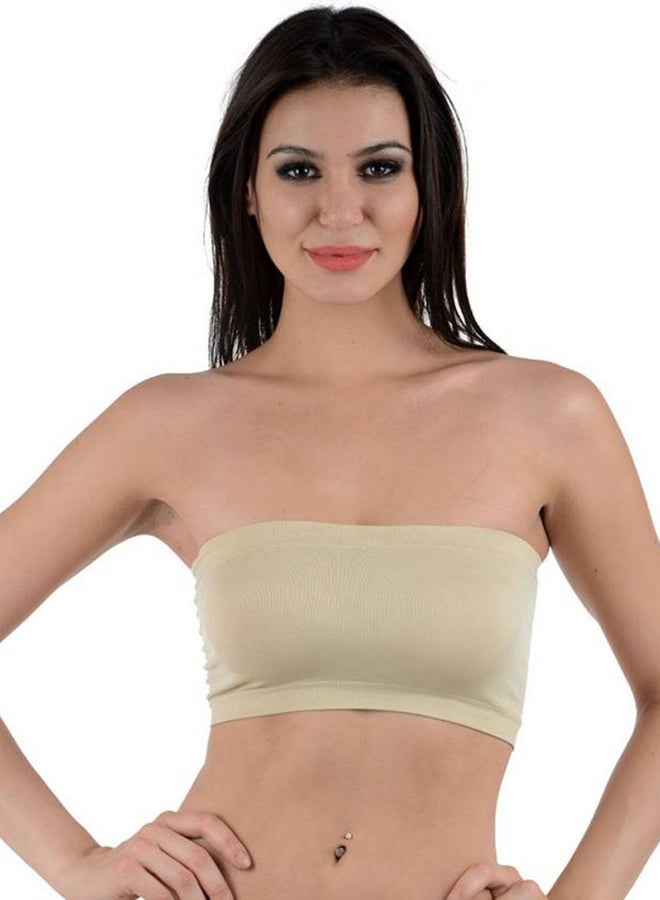 Glamroot - Non-Padded & Non-Wired  Strapless Stretch Tube Bra Beige - Image 1