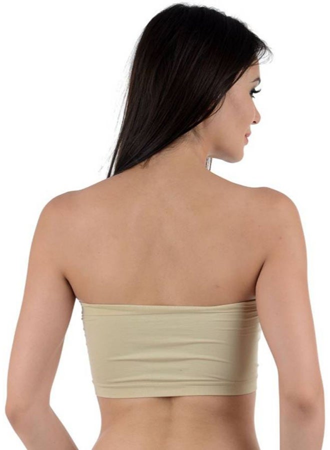 Glamroot - Non-Padded & Non-Wired  Strapless Stretch Tube Bra Beige - Image 1