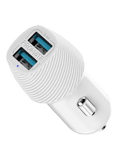 PROMATE 3.4A Car Charger, Universal Compact 3.4A Fast Charging Car Adapter with Smart Output Compatible and Short Circuit Protection for Smartphones, Tablet, All USB Enabled Devices, VolTrip-Duo White/Silver  - Image 1