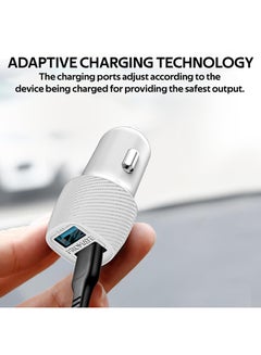 PROMATE 3.4A Car Charger, Universal Compact 3.4A Fast Charging Car Adapter with Smart Output Compatible and Short Circuit Protection for Smartphones, Tablet, All USB Enabled Devices, VolTrip-Duo White/Silver  - Image 3